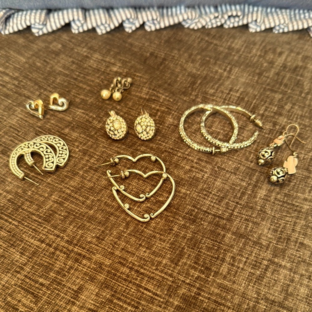 Brighton Earrings - SEVEN PAIRS - (large hoops missing 1 rhinestone)